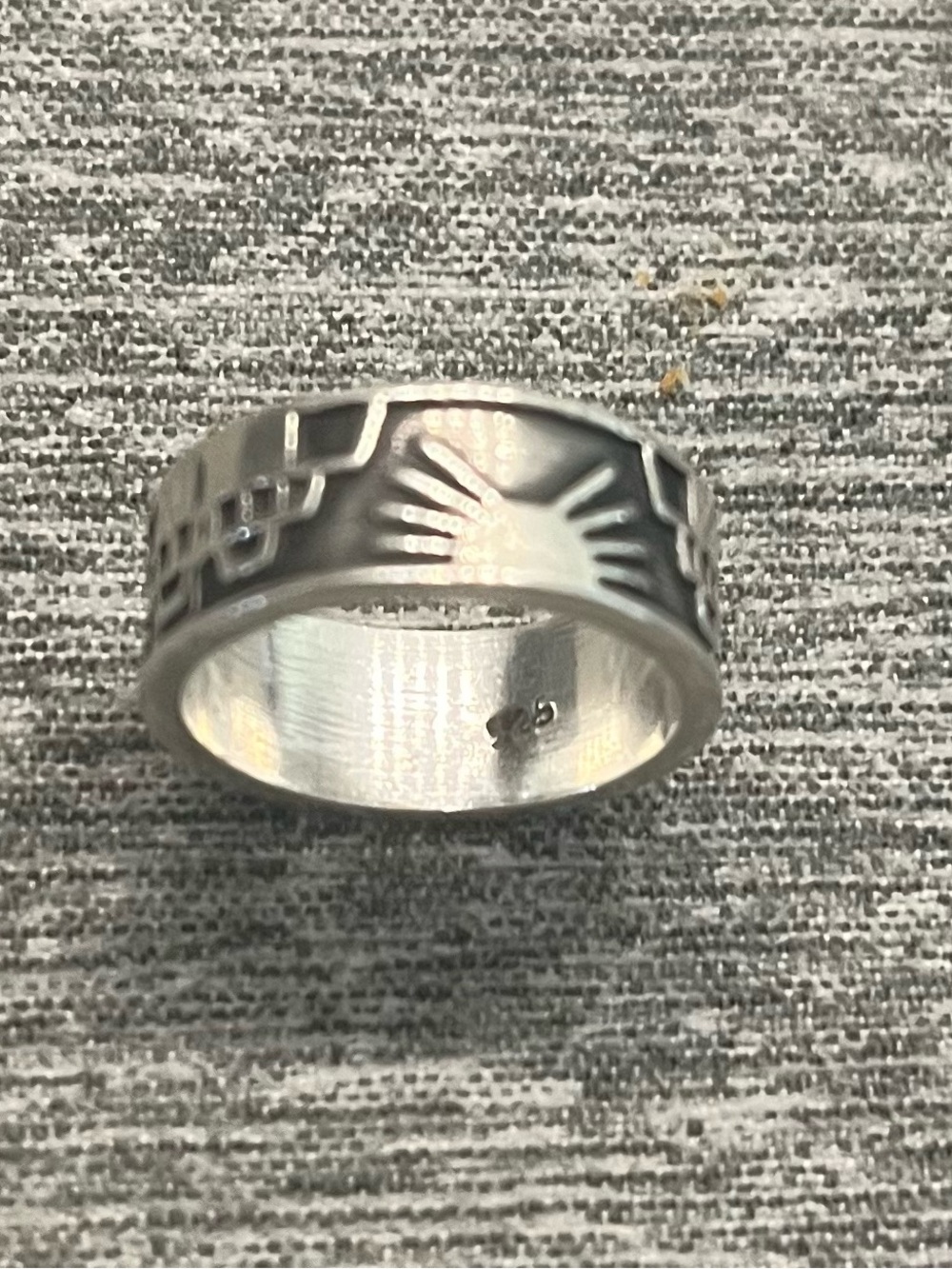 Sterling Silver Sunburst and Step Design Band - Picture 2 of 2